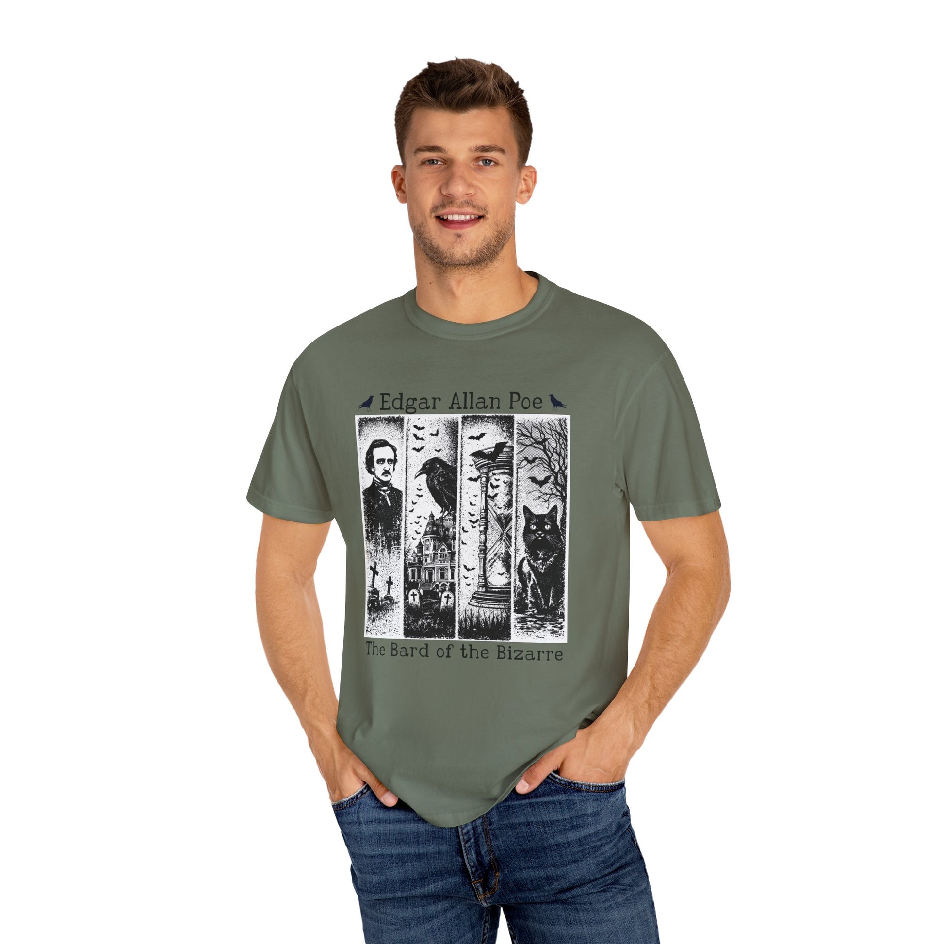 Edgar Allan Poe T-Shirt Gothic Graphic Tee The Raven Nevermore Quote Horror Literature Shirt Dark Academia Aesthetic Halloween Party Gift T-Shirt Printify