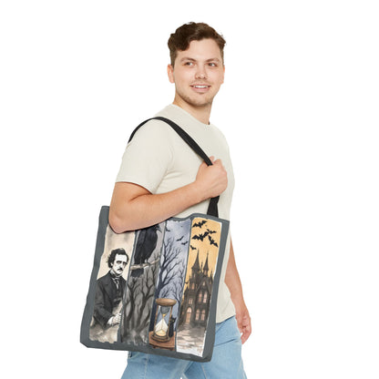 Edgar Allan Poe Tote Bag Gothic Literary Gift for Book Lover Dark Academia Macabre Accessory Halloween Tote Fall School Bag for Poetember Bags Printify