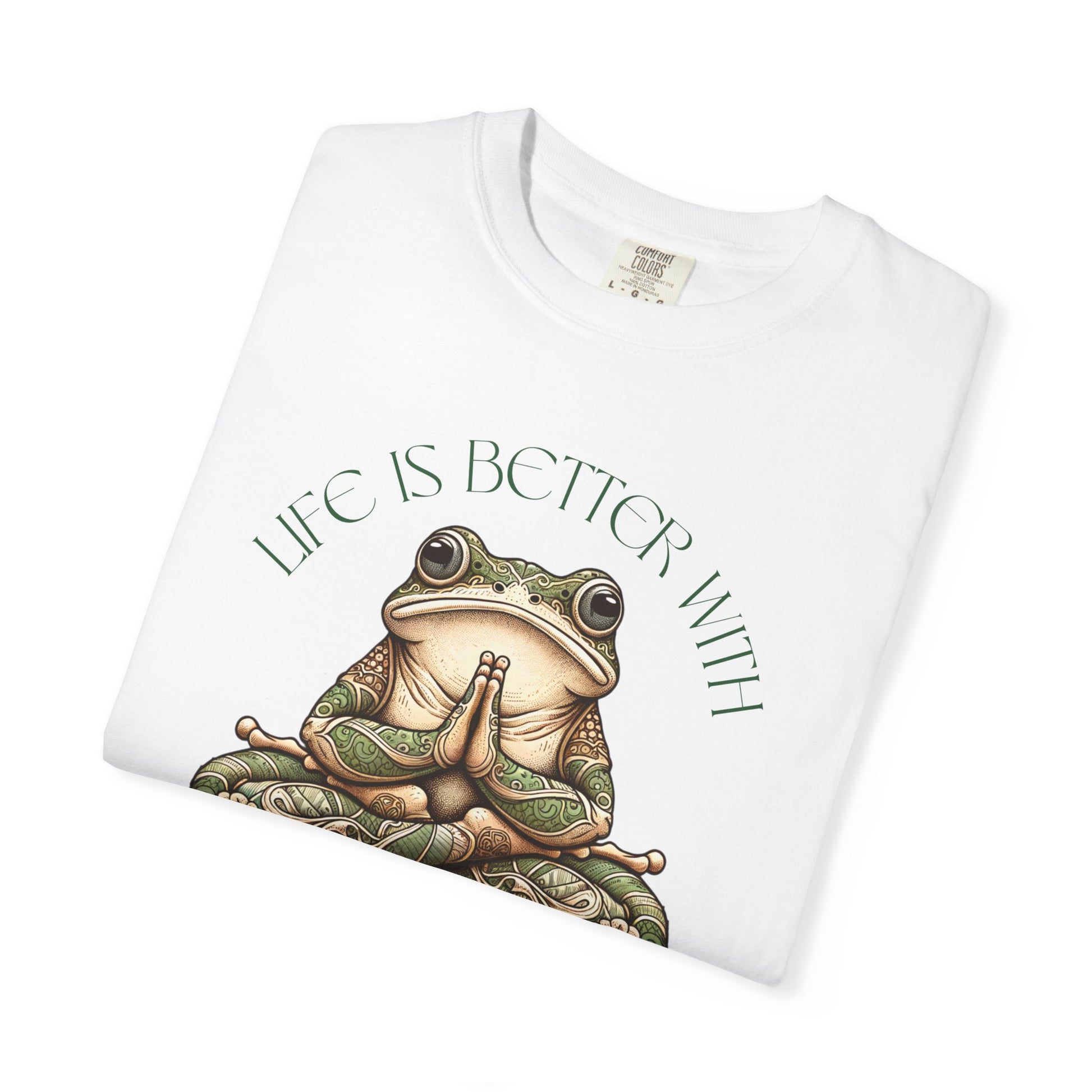 Green Yoga Frog Life Is Better With Yoga Unisex T-Shirt, Casual Wear, Highlander Fan Gift, T-Shirt Printify