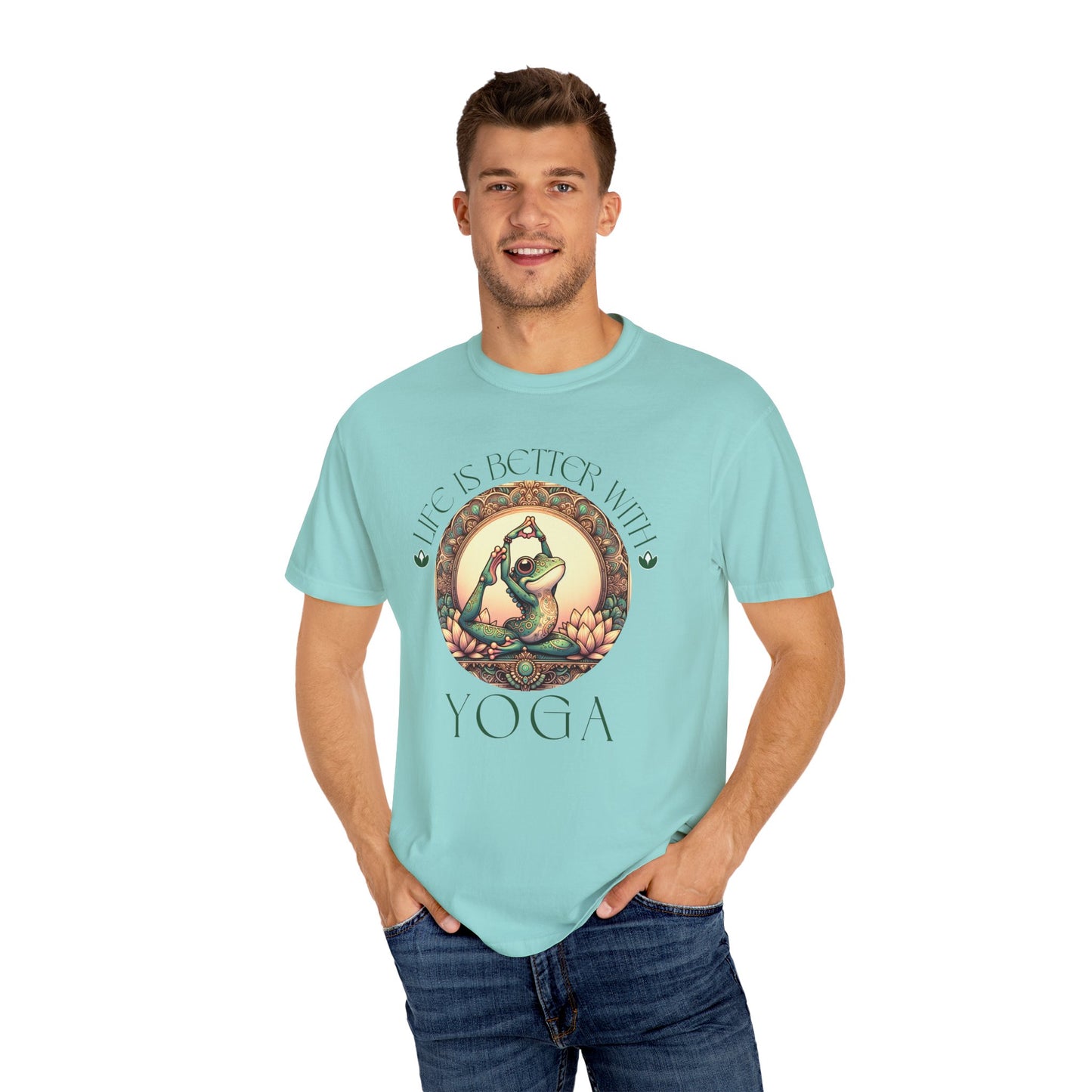 Green Yoga Frog Life Is Better With Yoga Unisex T-Shirt, Casual Wear, Highlander Fan Gift,