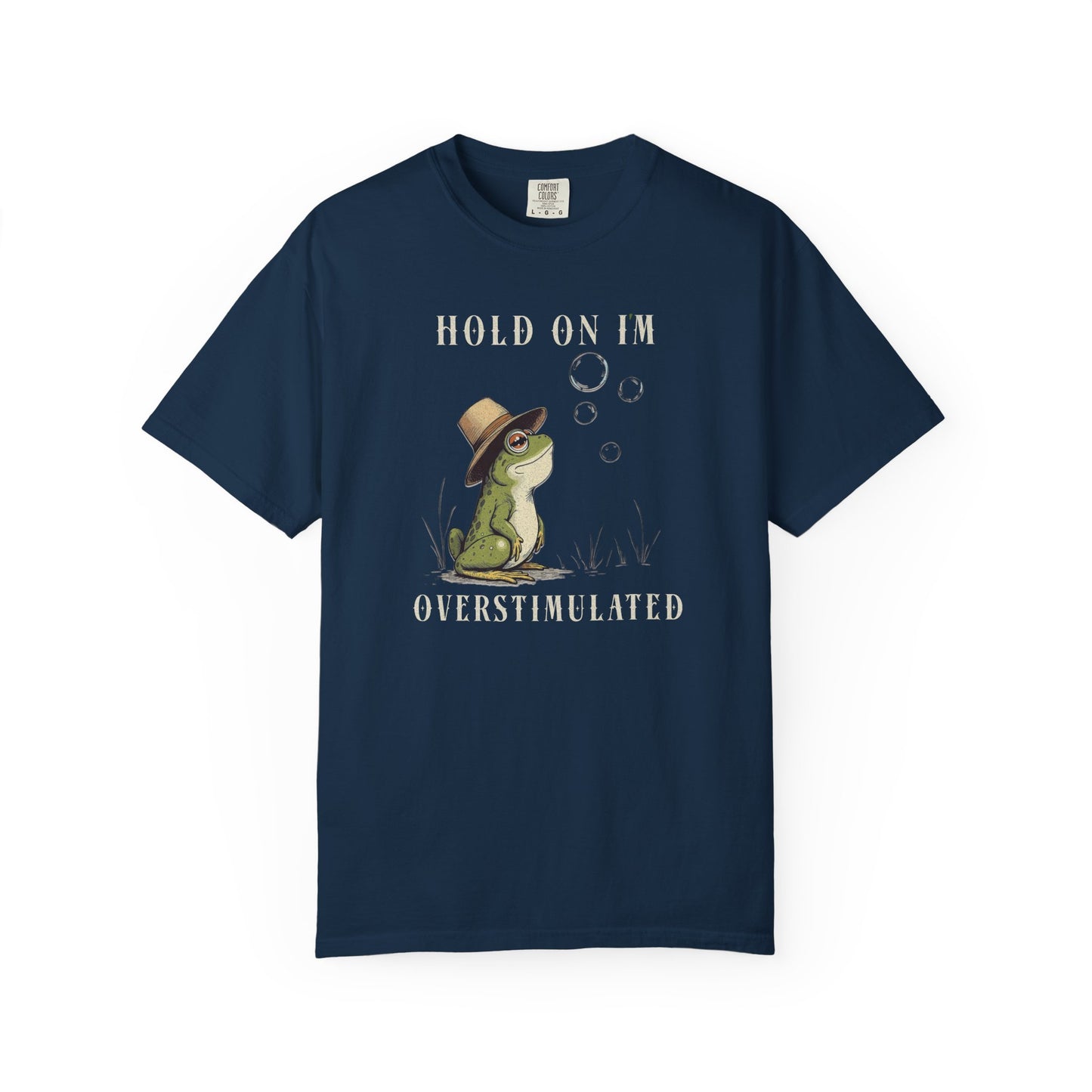 Overstimulated Frog T-Shirt Retro Fun Froggy Meme Shirt Vintage Frog And Toad Aesthetic Frog Lover Gift For Her Birthday Viral Trendy Shirt T-Shirt Printify True Navy S
