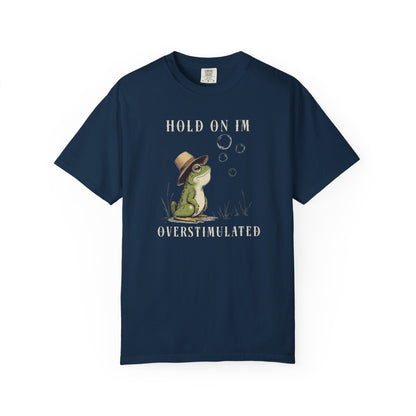 Overstimulated Frog T-Shirt Retro Fun Froggy Meme Shirt Vintage Frog And Toad Aesthetic Frog Lover Gift For Her Birthday Viral Trendy Shirt T-Shirt Printify True Navy S