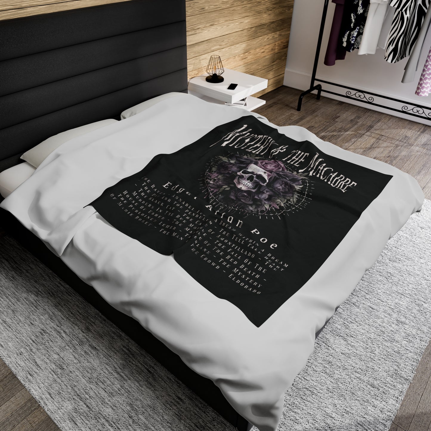 Edgar Allan Poe, Mystery & The Macbre Throw Blanket, Book Lover Reading Blanket, Gothic, Light, Dark Academia, Horror Movie Watching Blanket All Over Prints Printify   