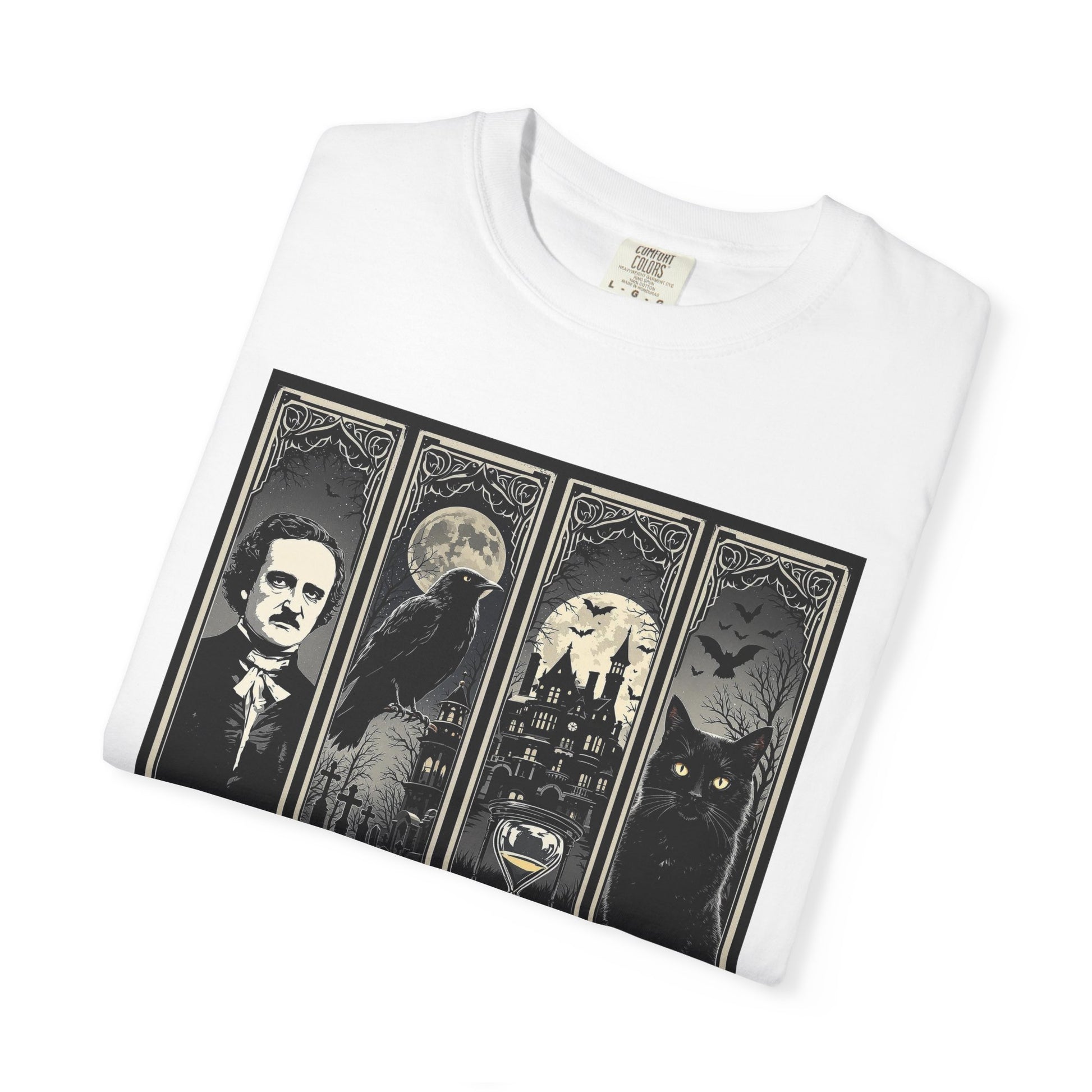 Edgar Allan Poe T-Shirt Gothic Graphic Tee The Raven Nevermore Quote Horror Literature Shirt Dark Academia Aesthetic Halloween Party Gift T-Shirt Printify