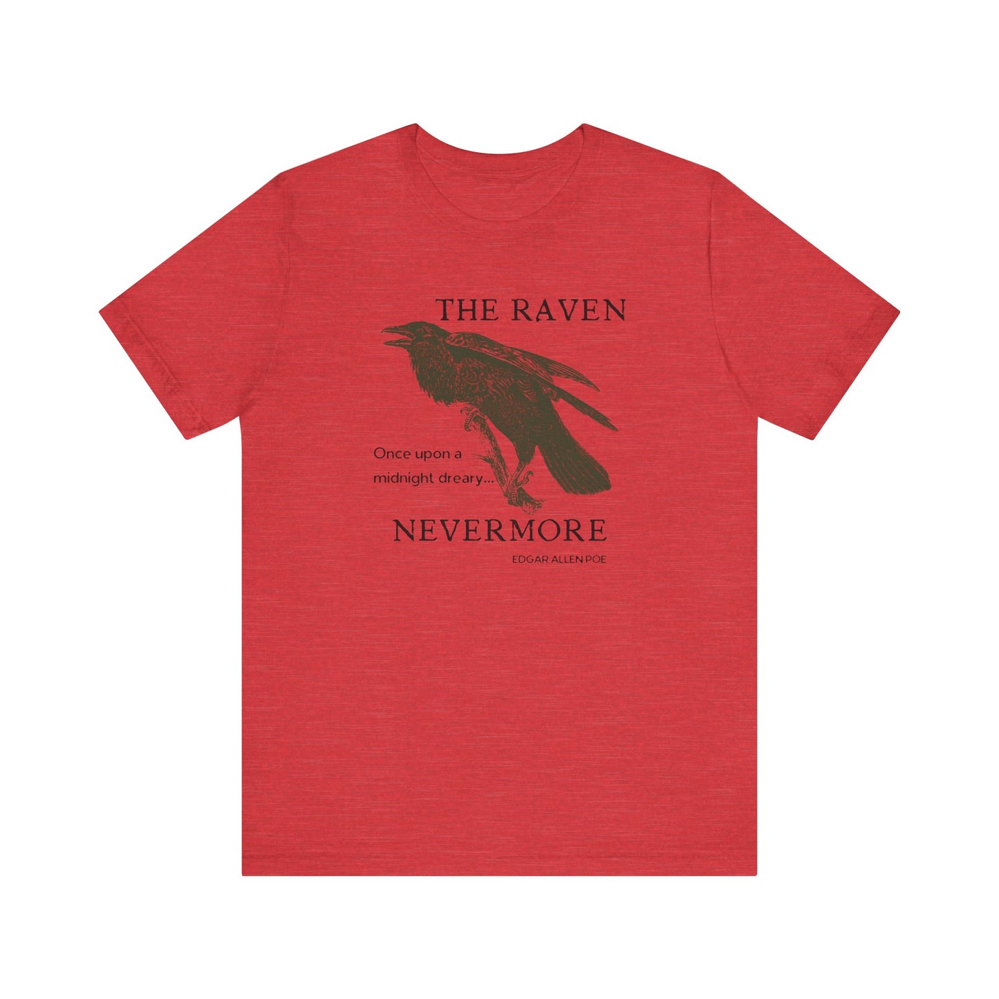 Halloween Vintage The Raven TShirt, Spooky Season Tee, Trick or Treating Shirt, Halloween Party T-Shirt, Edgar Allen Poe, Nevermore, Gothic T-Shirt Printify Heather Red XS 