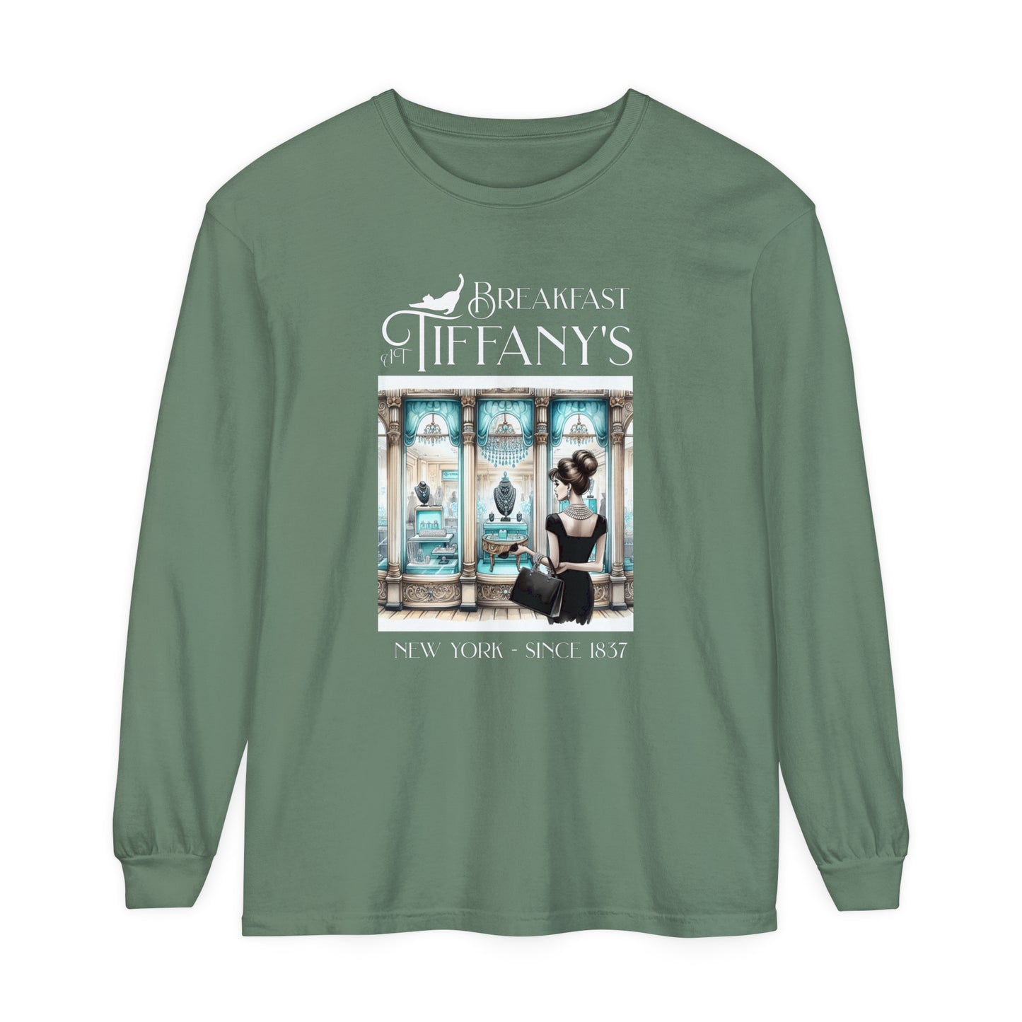 Breakfast at Tiffany's Shirt Audrey Hepburn Gift Girls Weekend Trip Shirt Gift for Bridal Shower Birthday Gift Party Favors Cruise T Shirt Long-sleeve Printify Light Green S 