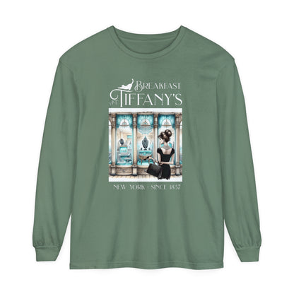 Breakfast at Tiffany's Shirt Audrey Hepburn Gift Girls Weekend Trip Shirt Gift for Bridal Shower Birthday Gift Party Favors Cruise T Shirt Long-sleeve Printify Light Green S 