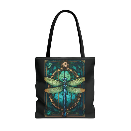 Stained Glass Dragonfly Tote Bag, Pretty Tarot Card Shoulder Bag, Book, Library, Grocery, Travel Bag, Dark Academia, Bookish Bookclub Gift, Bags Printify Large  