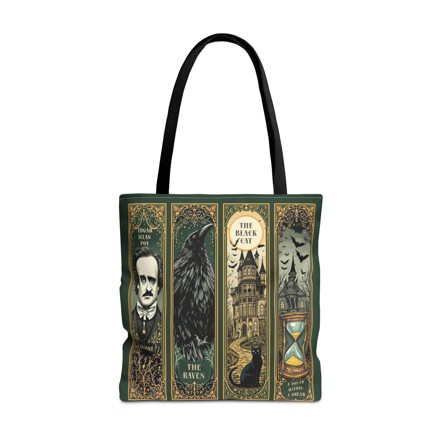 Edgar Allan Poe Tote Bag Gothic Literary Gift for Book Lover Dark Academia Macabre Accessory Halloween Tote Fall School Bag for Poetember Bags Printify 18" × 18'' Black