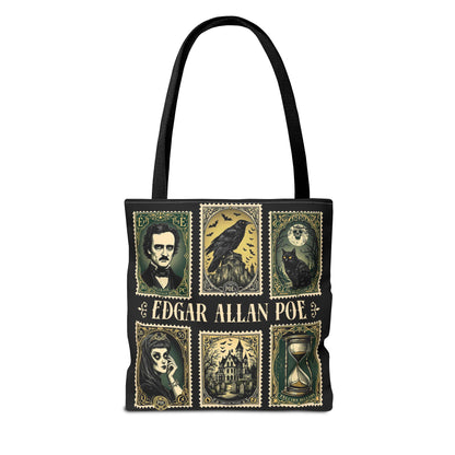 Edgar Allan Poe Tote Bag Gothic Literary Gift for Book Lover Dark Academia Macabre Accessory Halloween Tote Fall School Bag for Poetember Bags Printify