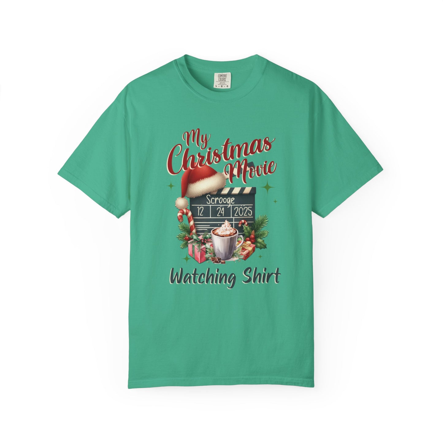 Custom Christmas Movie Watching Shirt, Holiday Movie Sweatshirt, Funny Gift For Her, Festive Shirts, Family Group Shirts, Xmas Keepsake Gift T-Shirt Printify Island Green S
