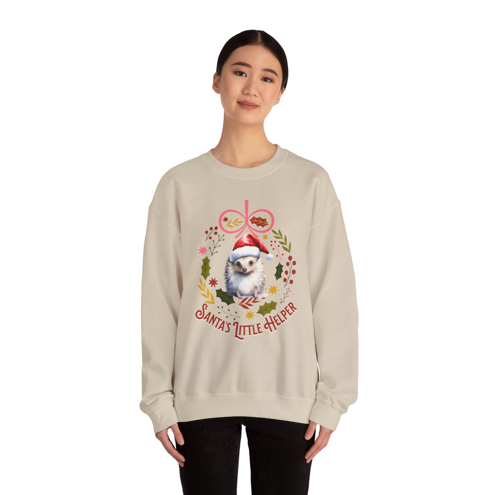 HedgeHog Christmas Sweatshirt, Cute Santa's Little Helper Sweater, Hedgehog Lover Merry Christmas Shirt, Country Christmas Animal Lover Gift Sweatshirt Printify   