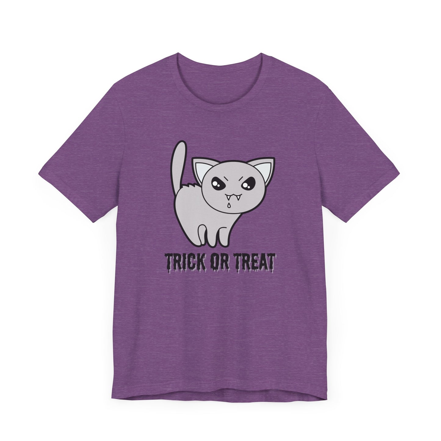 Cute Halloween Vampire Cat TShirt, Trick or Treat Shirt, Spooky Ghost Season Tee, Fun Halloween Party, Festival T-Shirt T-Shirt Printify   