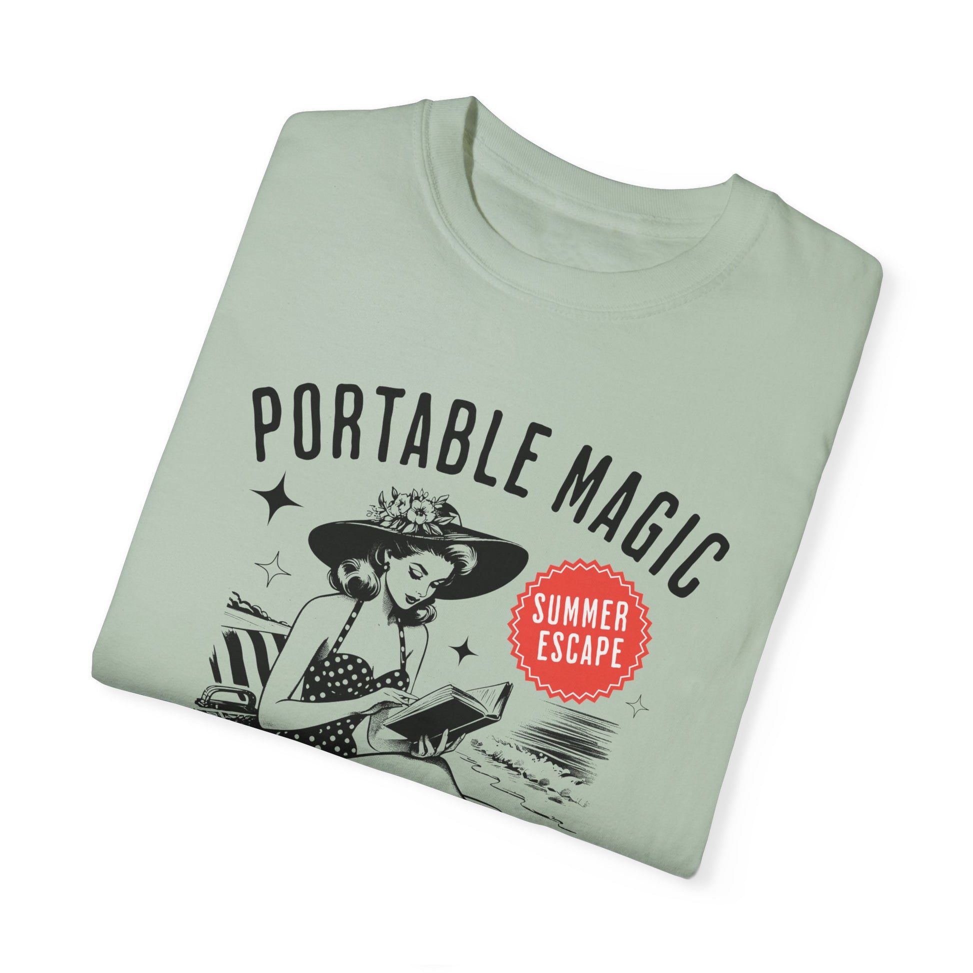 Portable Magic Book TShirt Retro Book Girl Summer Shirt Reader Lover Beach Bookish Gift For Vacation Romance Fantasy Reader Book Club Gifts T-Shirt Printify   