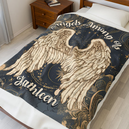 Custom Angel Wings Cuddle Plush Blanket Cozy Throw for Spiritual Gift for Birthday Christmas Gift for Mom or Best Girl Friends Angelic Love All Over Prints Printify