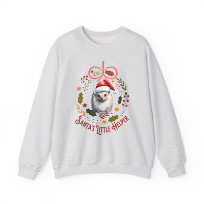 HedgeHog Christmas Sweatshirt, Cute Santa's Little Helper Sweater, Hedgehog Lover Merry Christmas Shirt, Country Christmas Animal Lover Gift Sweatshirt Printify S Ash 