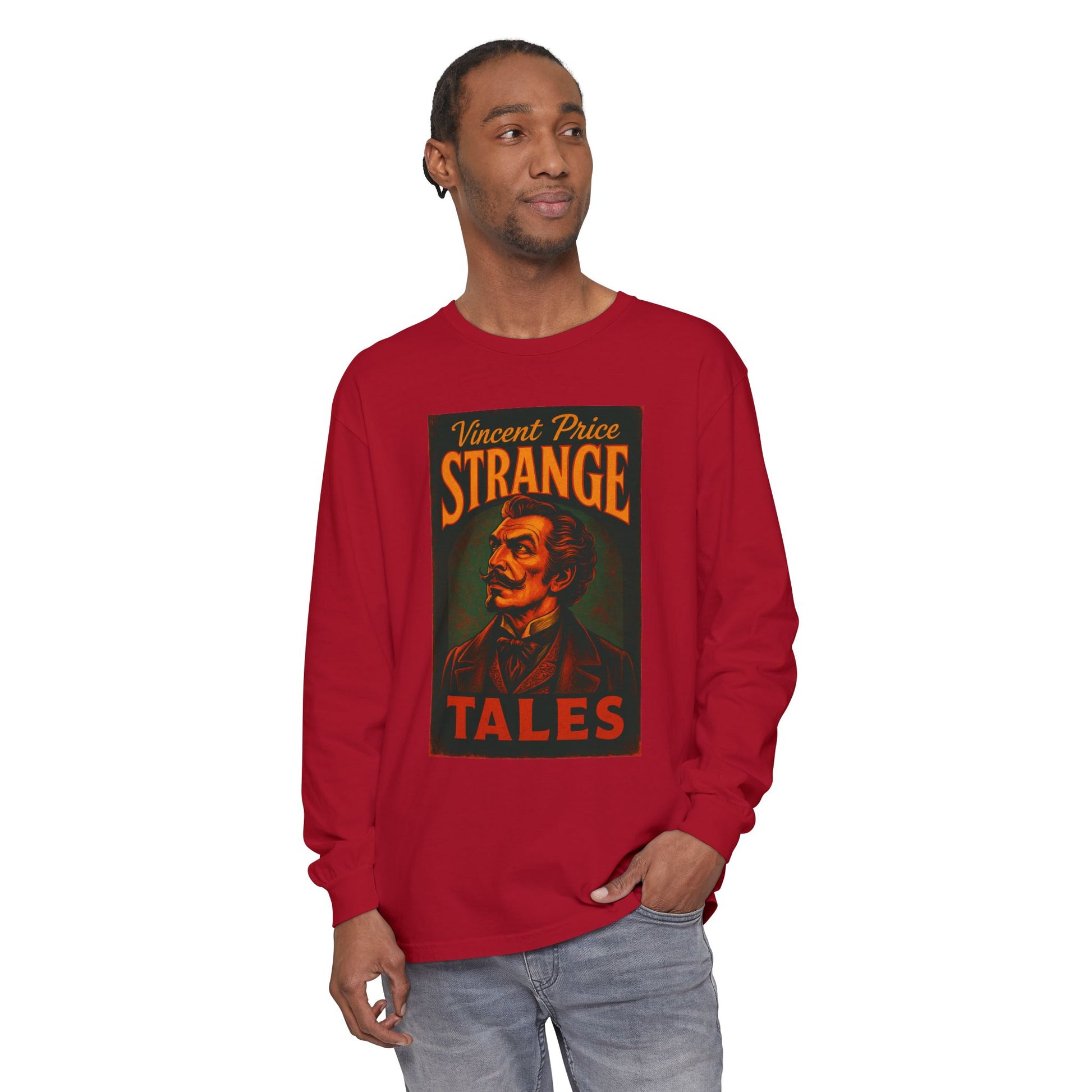 Vincent Price Strange Tales Long Sleeve T-Shirt, Vintage Horror Tee, Gothic Apparel, Halloween Costume, Retro Graphic Shirt Long-sleeve Printify
