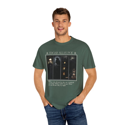 Edgar Allan Poe T-Shirt Gothic Graphic Tee The Raven Nevermore Quote Horror Literature Shirt Dark Academia Aesthetic Halloween Party Gift