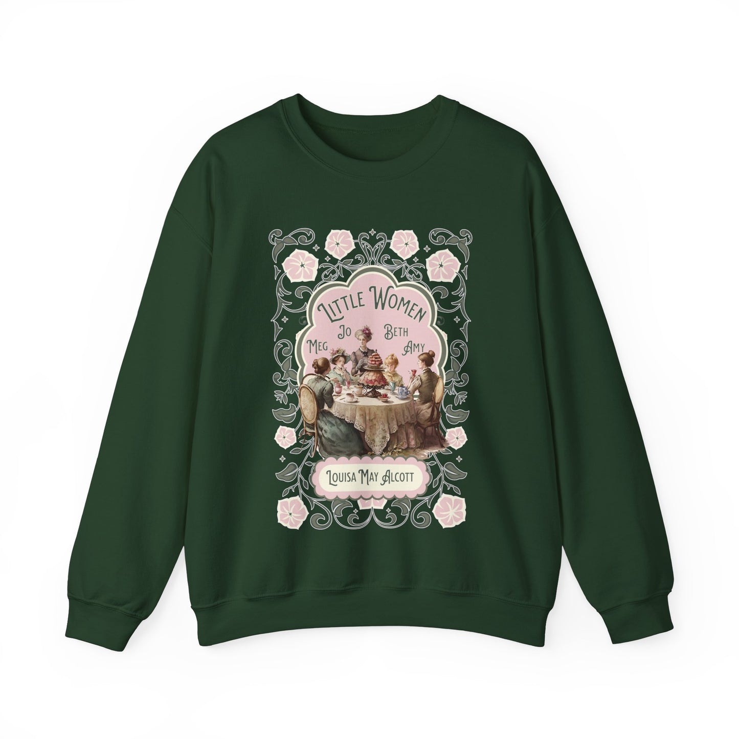 Little Women Sweatshirt, Louisa May Alcott Historical Romance Sweater, Bookish Literary Fan Art Gift, Gift for Her, Bookclub Crewneck Shirt Sweatshirt Printify S Forest Green 