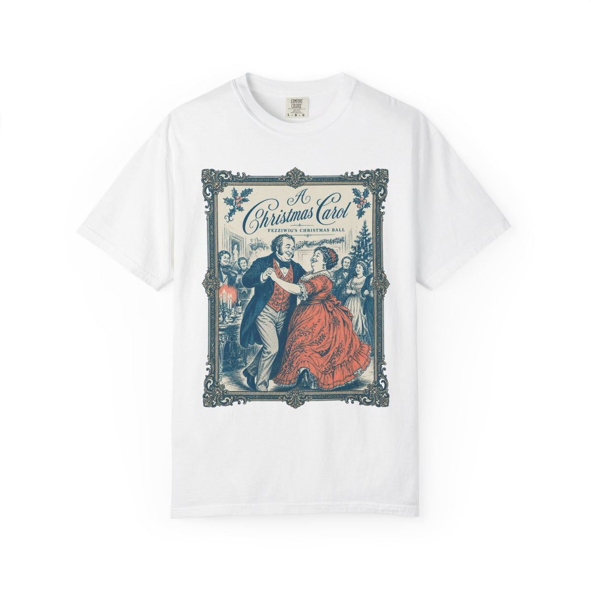 A Christmas Carol T-Shirt Vintage Victorian Fezziwigs Ball, Charles Dickens Literary Design