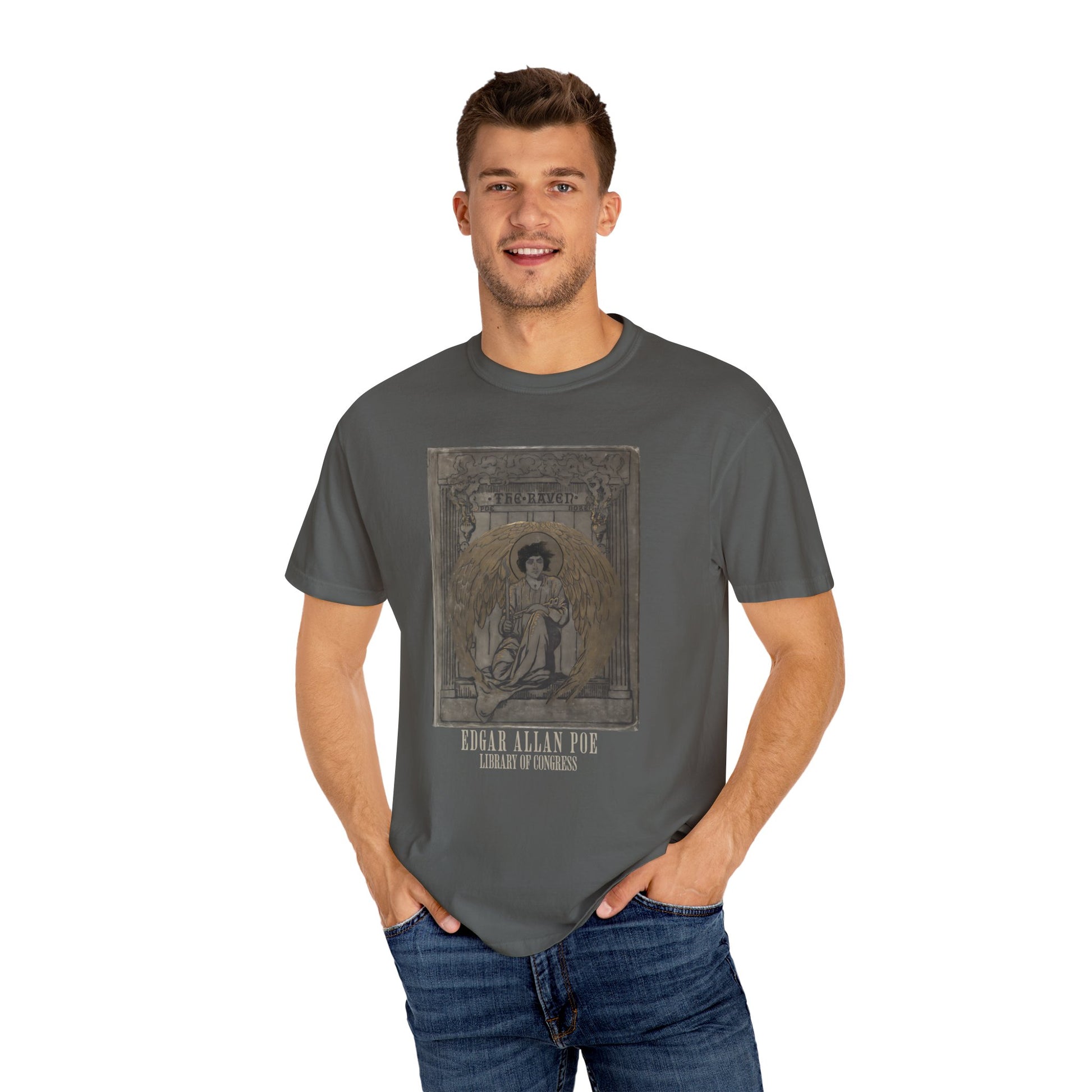 Edgar Allan Poe T-Shirt The Raven First Edition Gift For Poe Lovers Literary Shirt Nevermore Darkness There Gothic Whimsigoth Dark Academia T-Shirt Printify   