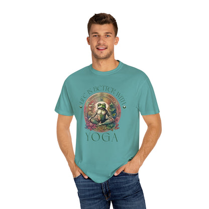 Green Yoga Frog Life Is Better With Yoga Unisex T-Shirt, Casual Wear, Highlander Fan Gift,