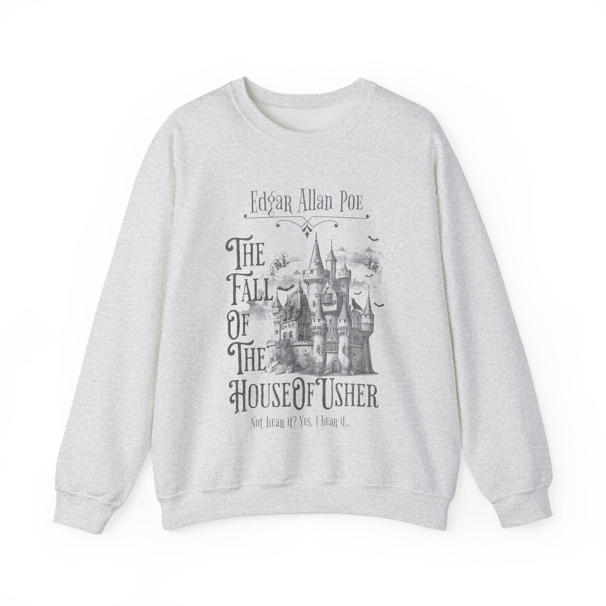 Edgar Allan Poe Sweatshirt Fall Of The House Of Usher Dark Academia Book Lover Gift Haunting Poetry Gothic Horror Merch Gift For Teacher Sweatshirt Printify S Ash 