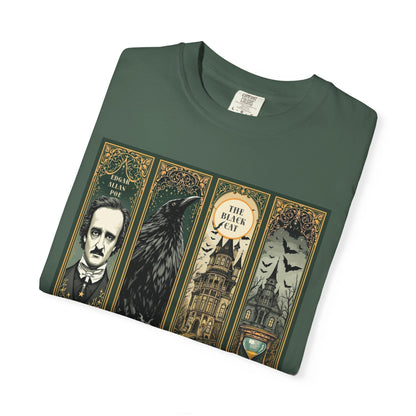 Edgar Allan Poe T-Shirt Gothic Graphic Tee The Raven Nevermore Quote Horror Literature Shirt Dark Academia Aesthetic Halloween Party Gift