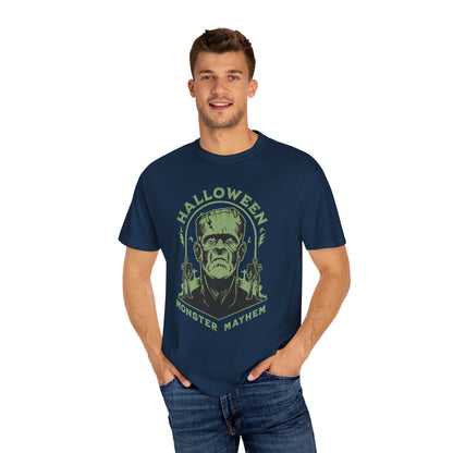 Vintage Halloween Frankenstein Monster Graphic Tee, Creepy Spooky Book Lover Gift, Horror Movie, Fall Festival Party Comfort Colors T Shirt. T-Shirt Printify   