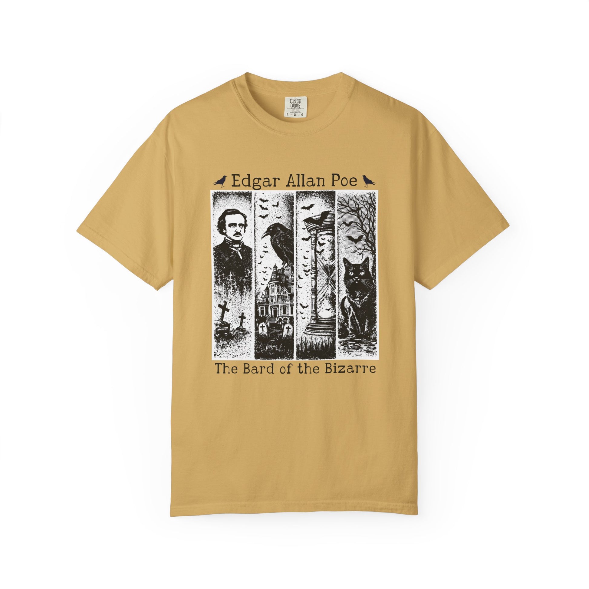 Edgar Allan Poe T-Shirt Gothic Graphic Tee The Raven Nevermore Quote Horror Literature Shirt Dark Academia Aesthetic Halloween Party Gift T-Shirt Printify Mustard S