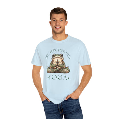 Green Yoga Frog Life Is Better With Yoga Unisex T-Shirt, Casual Wear, Highlander Fan Gift,