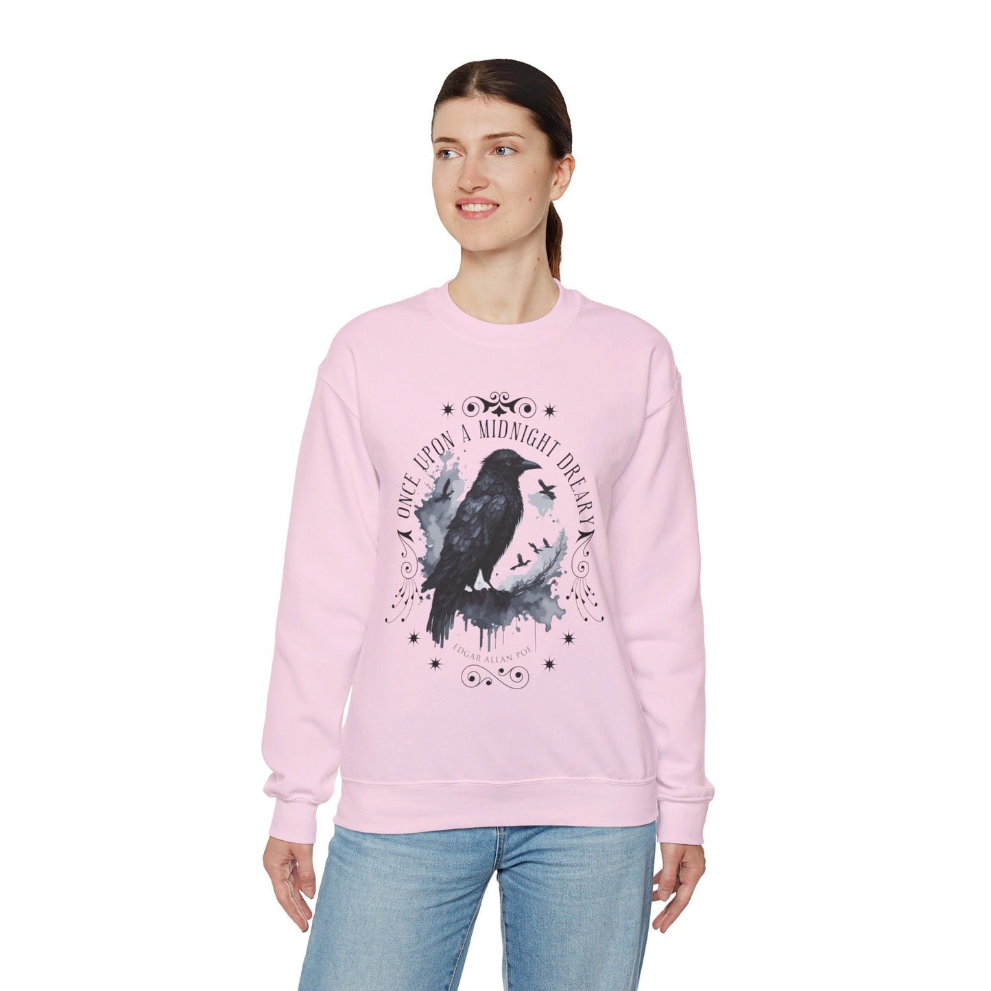 Edgar Allan Poe, The Raven Sweatshirt, Poet, Poetry Lover Sweater, Book Lover, Haunting Gothic Gift, Light, Dark Academia, Horror Movie Top Sweatshirt Printify   