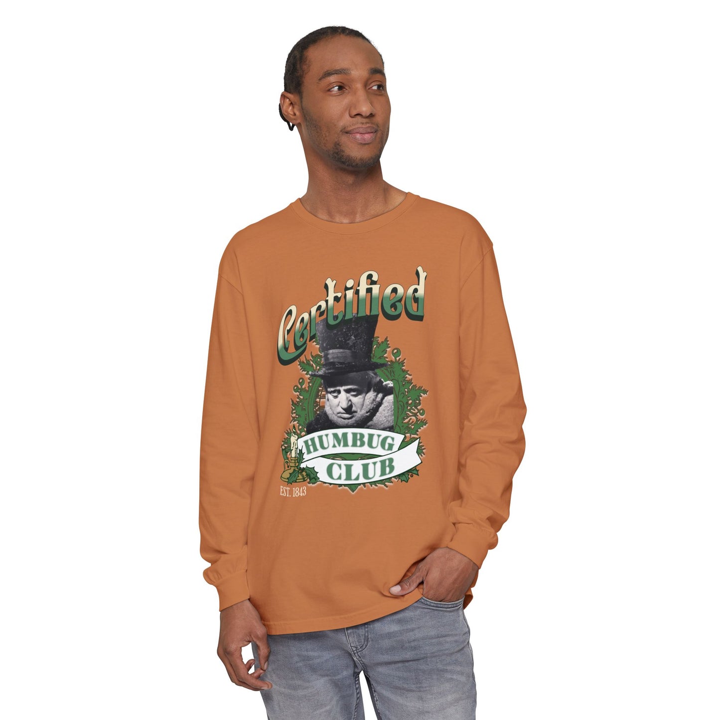 A Christmas Carol Long Sleeve T-Shirt | Vintage Humor Tee Certified Humbug Club Unisex Gift Gag Holiday Apparel Casual Outfit Long-sleeve Printify