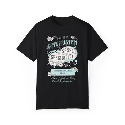 Sense and Sensibility Jane Austen Fan Gift Historical Romance Reader Tee T-Shirt Printify Black S 