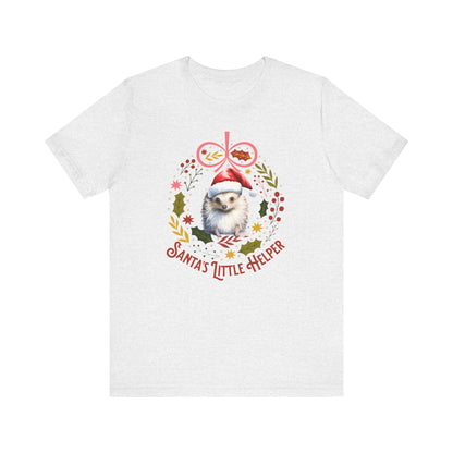 HedgeHog Christmas Shirt Cute Santa's Little Helper T-Shirt, Hedgehog Lover Gift, Merry Christmas Shirt, Country Christmas Animal Lover Gift T-Shirt Printify Ash XS 