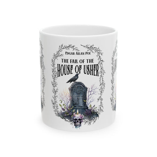 Edgar Allan Poe Coffee Mug, The Raven, The Fall Of The House of Usher Coffee, Tea Mug, Goth Haunting Horror Movie Books Gift Dark Academia, Mug Printify 11oz  