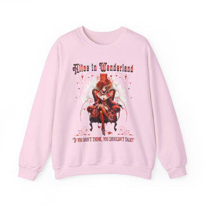 Queen of Hearts Sweatshirt, Alice In Wonderland Lewis Carroll Whimsigoth Academia Sweater Mad Hatter Tea Party Tee Bookish Booktok Gift Sweatshirt Printify S Light Pink 