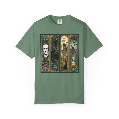 Edgar Allan Poe T-Shirt Gothic Graphic Tee The Raven Nevermore Quote Horror Literature Shirt Dark Academia Aesthetic Halloween Party Gift T-Shirt Printify Light Green S