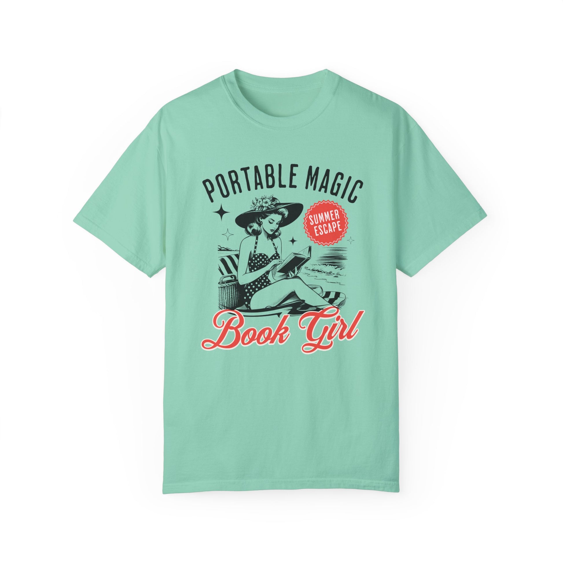 Portable Magic Book TShirt Retro Book Girl Summer Shirt Reader Lover Beach Bookish Gift For Vacation Romance Fantasy Reader Book Club Gifts T-Shirt Printify   