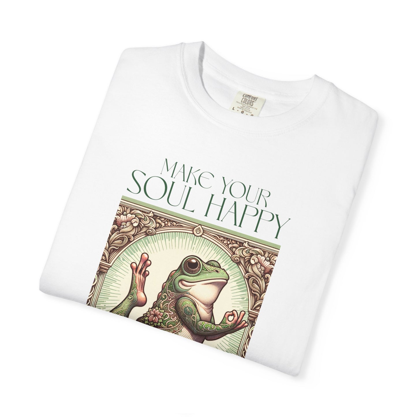 Green Yoga Frog Make Your Soul Happy Unisex T-Shirt, Casual Wear, Highlander Fan Gift, T-Shirt Printify