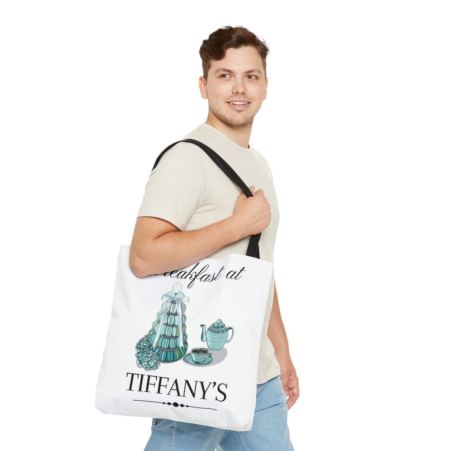 NEW Breakfast at Tiffany's Tote Bag, Classic Audrey Crew Girls Brunching Shopping Weekend Tote, Book, Library, Grocery, Vacation Travel Bag Bags Printify   