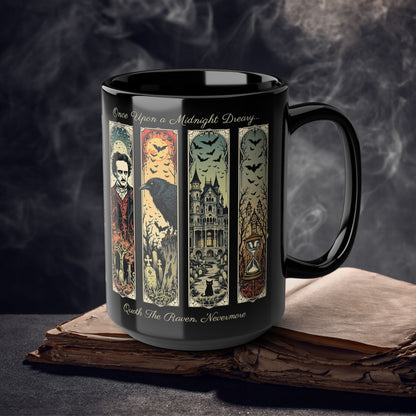 Edgar Allan Poe Mug Gothic Literary Gift For Book Lover Dark Academia Macabre Fall Coffee Cup Halloween Poetember Party Gift For Bookclub Mug Printify 15oz
