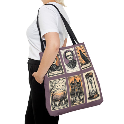 Edgar Allan Poe Tote Bag Gothic Literary Gift for Book Lover Dark Academia Macabre Accessory Halloween Tote Fall School Bag for Poetember Bags Printify