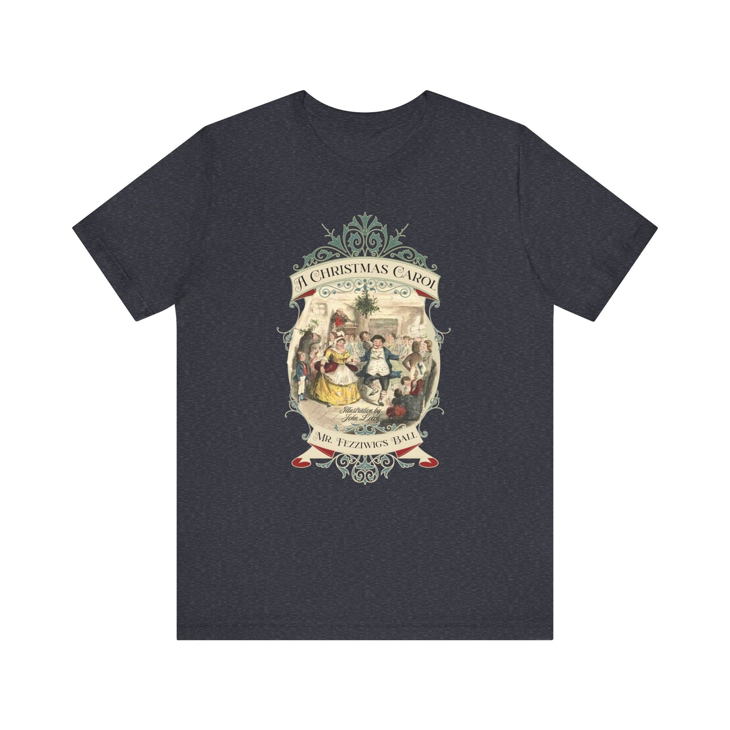 A Christmas Carol TShirt, Vintage Charles Dickens Victorian, Scrooge Fezziwig's Ball, Holiday Tradition X-Mas Movie T-shirt Bookish Christmas T-Shirt Printify Heather Navy XS 