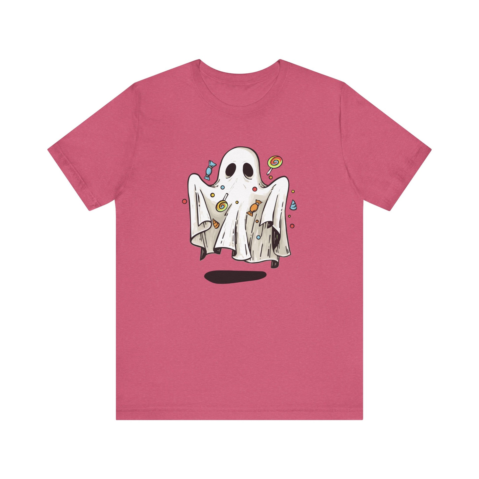 Cute Halloween Ghost Floating, Covered in Candy TShirt, Trick or Treat Shirt, Spooky Ghost Season Tee, Fun Halloween Party, Festival T-Shirt T-Shirt Printify   