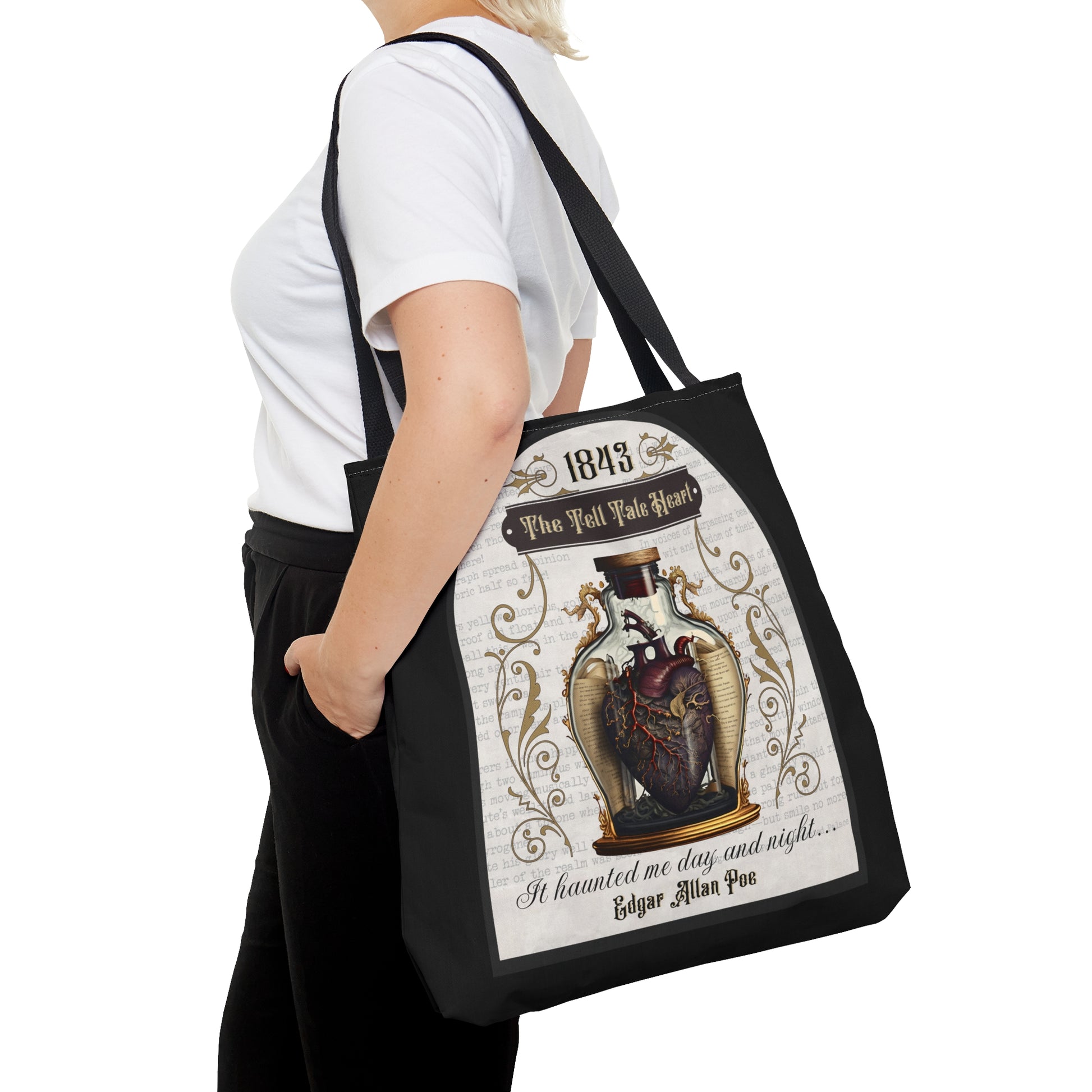 Edgar Allan Poe Tote Bag, The Tell Tale Heart, Vintage Poetry Lover Shoulder Bag, Dark Academia, Literary Bookish, Bookclub Gift, Autumn Bag Bags Printify   