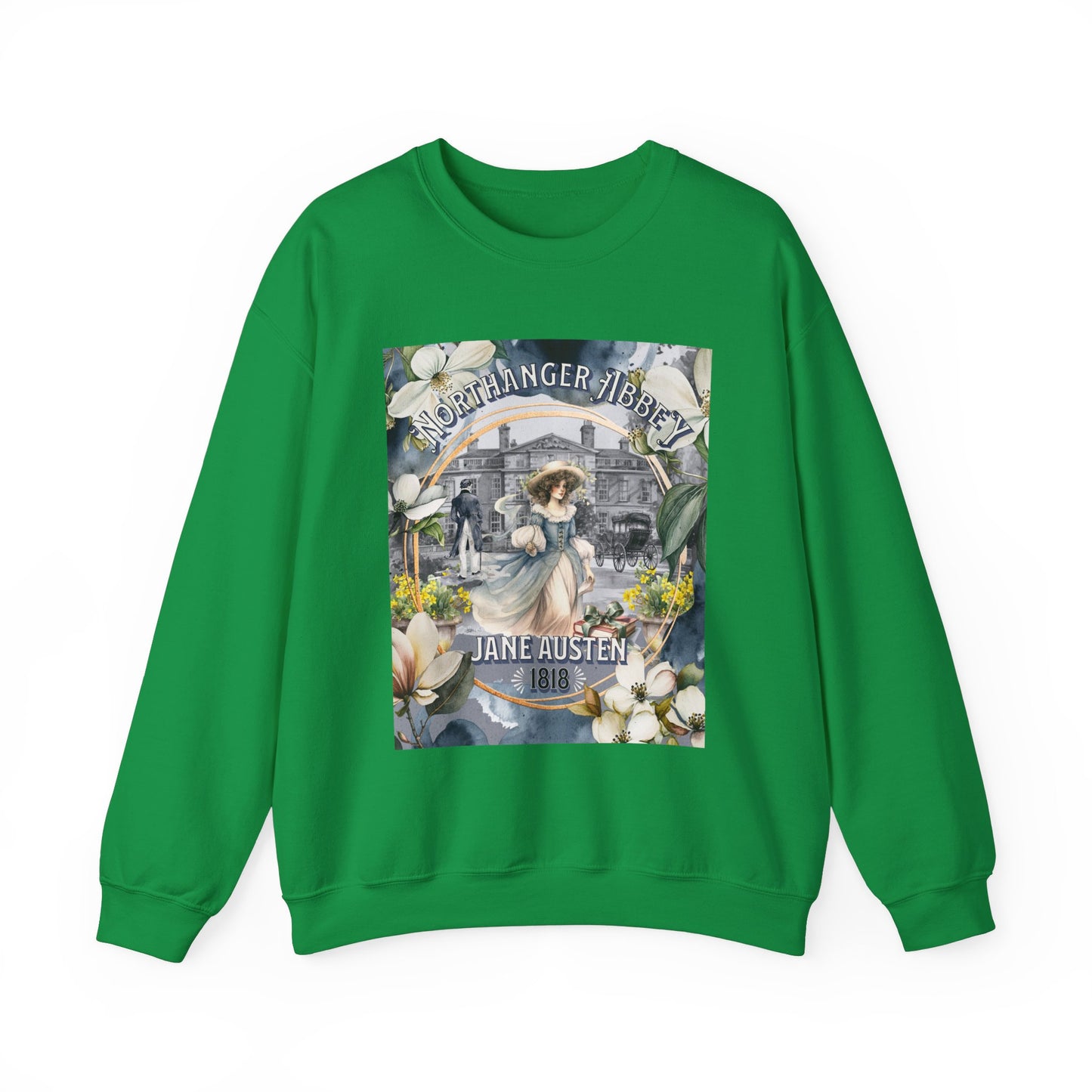 Jane Austen Sweatshirt, Northanger Abbey Historical Romance Sweater, Bookish Literary Jane Austen Fan Art Gift, Gift for Her, Bookclub Shirt Sweatshirt Printify S Irish Green 