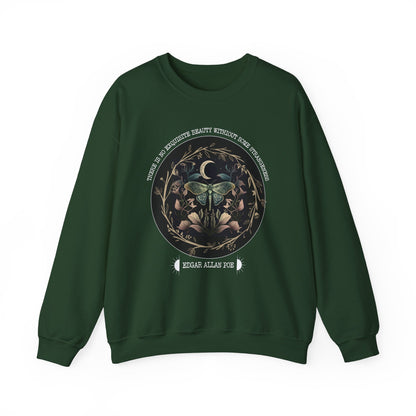 Edgar Allan Poe, Fairycore Night Garden Sweatshirt, Book Lover, Haunting Gothic Botanical Gift, Light, Dark Academia, Literature Sweater Sweatshirt Printify S Forest Green 