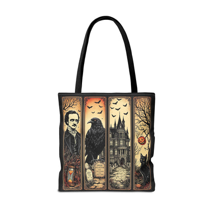 Edgar Allan Poe Tote Bag Gothic Literary Gift for Book Lover Dark Academia Macabre Accessory Halloween Tote Fall School Bag for Poetember Bags Printify