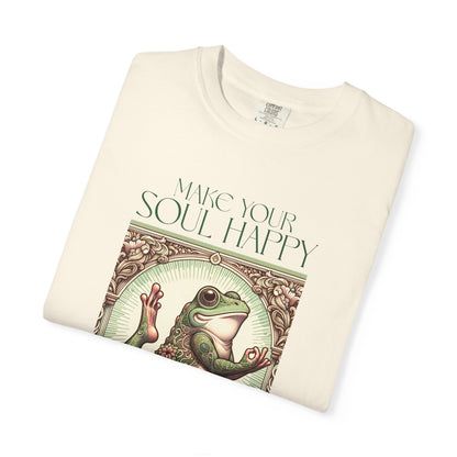 Yoga Frog Make Your Soul Happy Green Unisex T-Shirt, Casual Wear, Highlander Fan Gift, Comfortable Graphic Tee T-Shirt Printify